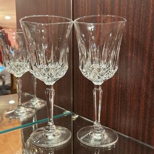 CRISTAL D'ARQUES France Longchamp 24% Lead Wine Goblets 7.75" High 3.25"Diameter